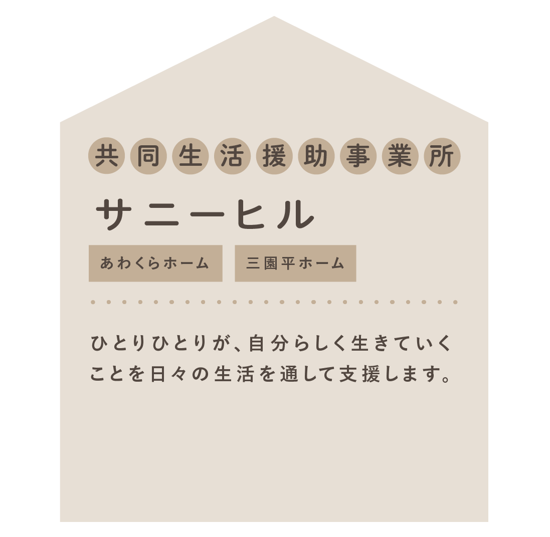 共同生活援助事業所 サニーヒル<br> あわくらホーム 三園平ホーム